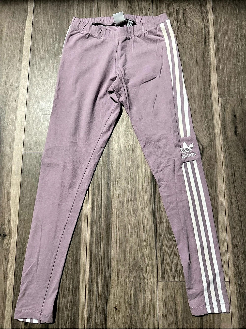adidas Originals 3-Stripes Leggings Striped Track Pants in Purple Size Medium